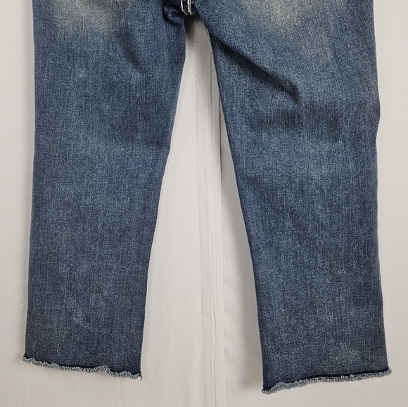 L A idol rhinestone embroidery embellished raw hem capri jeans size 9 - Picture 11 of 13